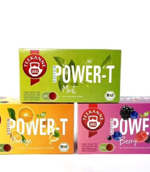 Théière Thé Power-T Bio 3 Saveurs avec Caféine Thé aux Fruits Tisane